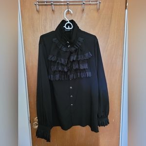DarcChic Gothic Black Ruffle Shirt XL